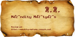 Mándity Mátyás névjegykártya